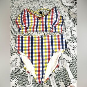 Jessica Simpson plaid two piece swimsuit